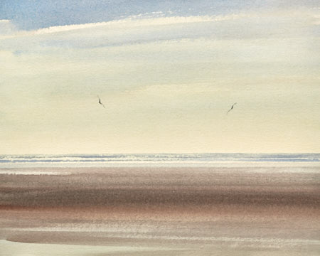 Over the shore, St Annes-on-sea original art watercolour painting by Timothy Gent