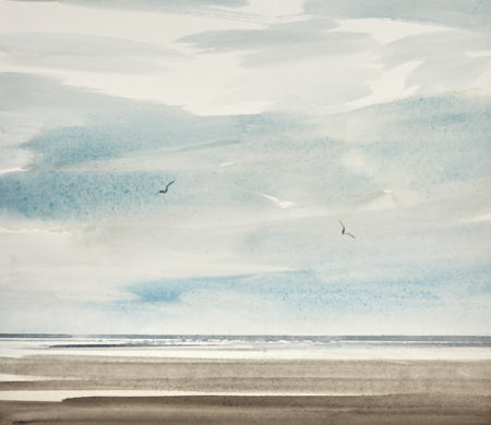 Overcast shore original art watercolour painting by Timothy Gent