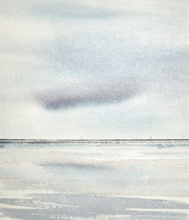 Reflections by the shore original watercolour painting by Timothy Gent