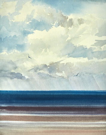 Serene horizons original art watercolour painting by Timothy Gent