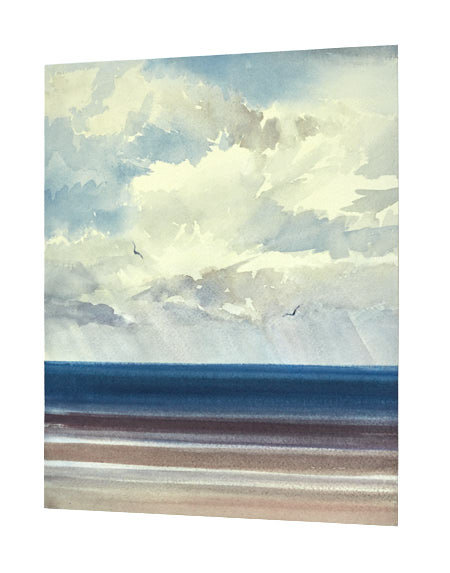Serene horizons original watercolour painting by Timothy Gent - side view