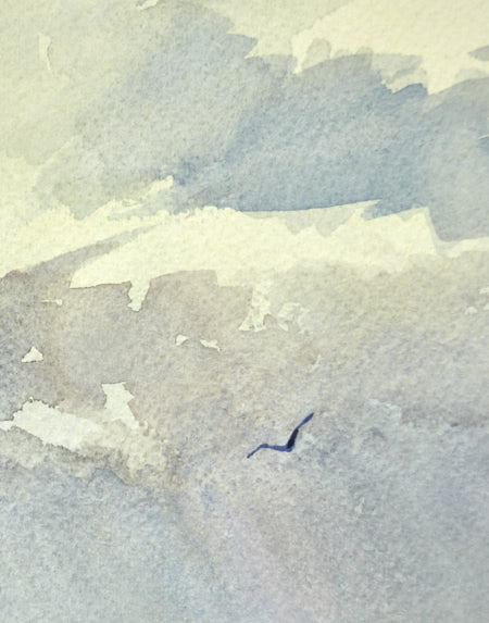 Serene horizons original watercolour painting by Timothy Gent - detail view
