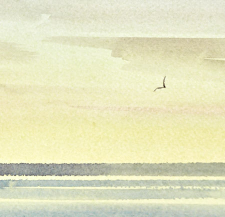 Serene twilight, St Annes-on-sea original watercolour painting original watercolour painting - detail view