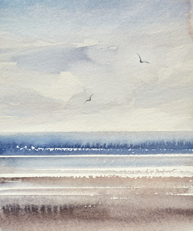 Shimmering shore original watercolour painting by Timothy Gent
