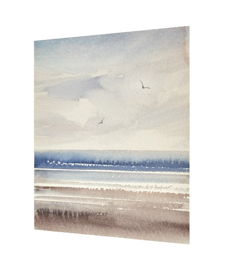 Shimmering shore original watercolour painting by Timothy Gent - side view