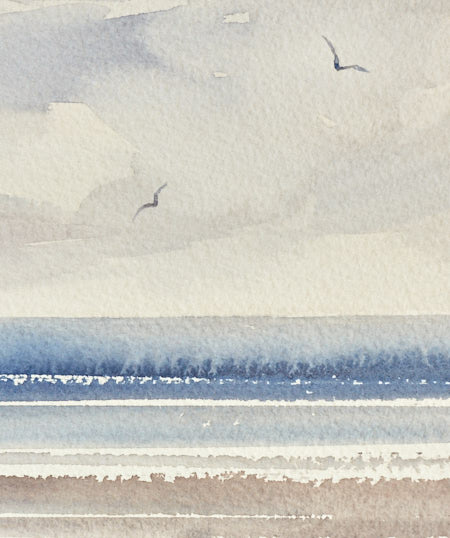 Shimmering shore original watercolour painting by Timothy Gent - detail view