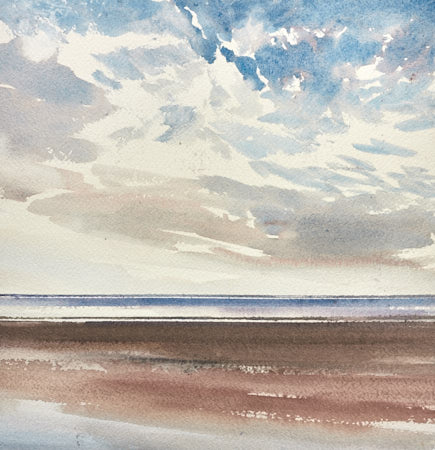 Sunlight over the sea original art watercolour painting by Timothy Gent
