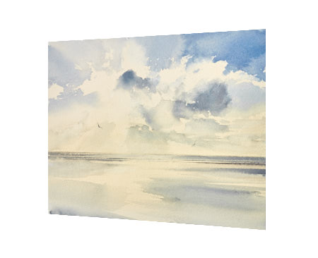Sunlight over the tide original watercolour painting by Timothy Gent - side view