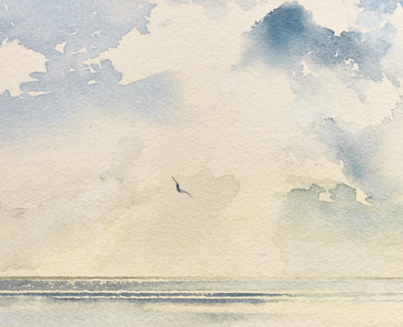 Sunlight over the tide original watercolour painting by Timothy Gent - detail view
