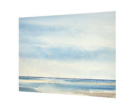 Sunlit seas, Lytham original watercolour painting by Timothy Gent - side view