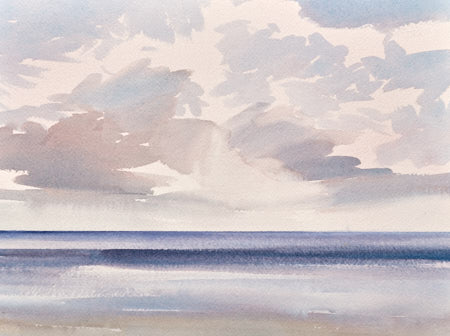 Sunlit seas, Lytham St Annes original art watercolour painting by Timothy Gent