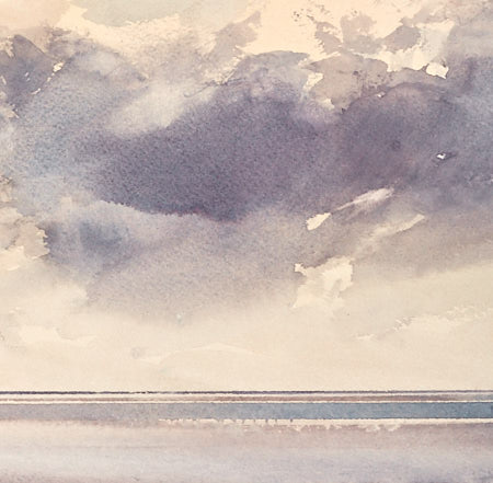 Sunlit shore, Lytham St Annes original watercolour painting by Timothy Gent - detail view