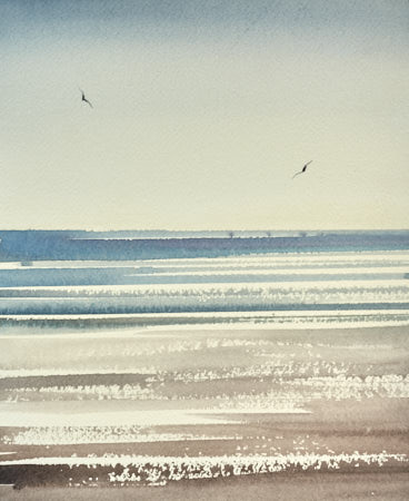 Sunlit waves, St Annes-on-sea original watercolour painting by Timothy Gent
