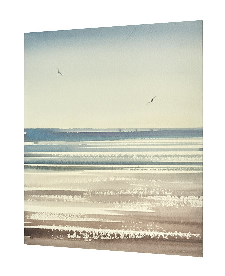Sunlit waves, St Annes-on-sea original watercolour painting by Timothy Gent - side view