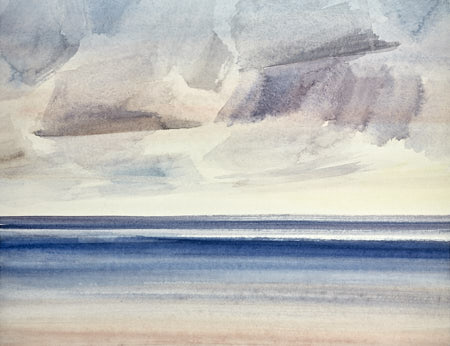 Sunset by the shore contemporary watercolour painting by fine artist Timothy Gent
