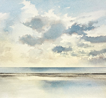 Picture of Sunset out to sea original watercolour painting by Timothy Gent for news article
