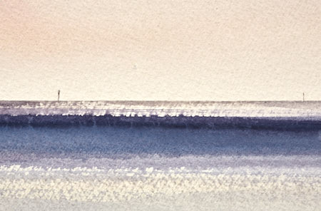 Sunset over the shore original watercolour painting by Timothy Gent - detail view