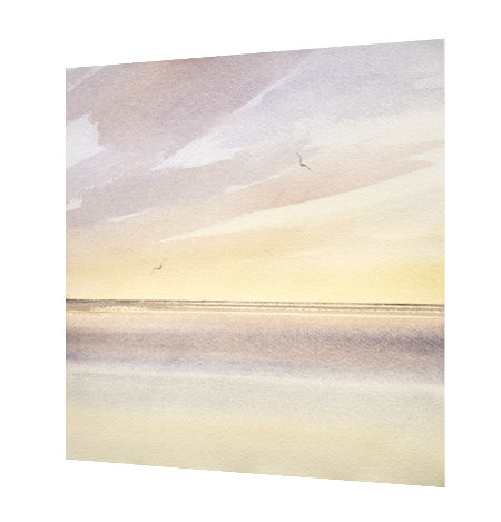 Sunset seas, Lytham St Annes original watercolour painting by Timothy Gent - side view
