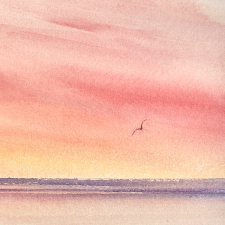 Sunset shore, St Annes-on-sea original watercolour painting by Timothy Gent - detail view