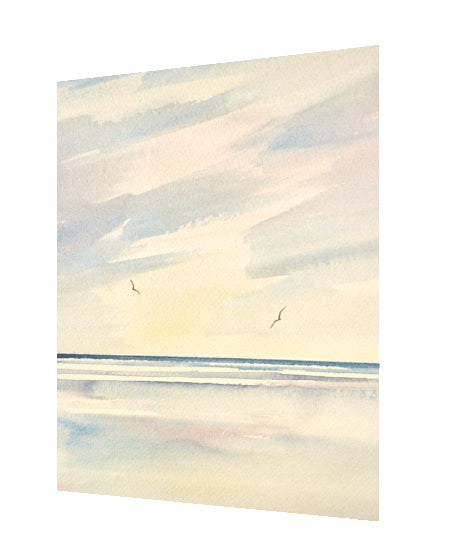 Sunset tide, St Annes-on-sea original watercolour painting by Timothy Gent - side view