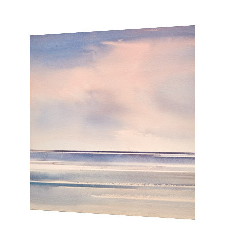 Twilight beach original watercolour painting by Timothy Gent - side view
