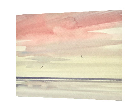 Twilight horizons original watercolour painting by Timothy Gent - side view