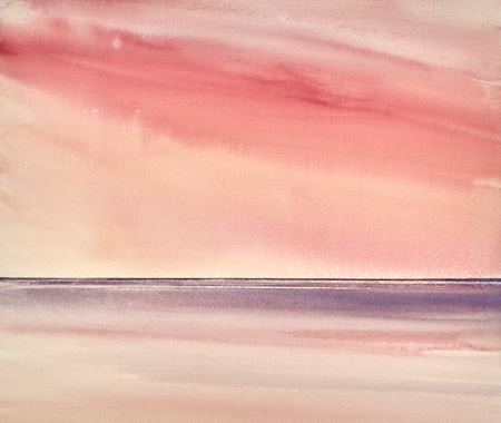 Twilight, Lytham St Annes beach original art watercolour painting by Timothy Gent
