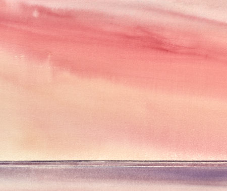 Twilight, Lytham St Annes beach original watercolour painting by Timothy Gent - detail view