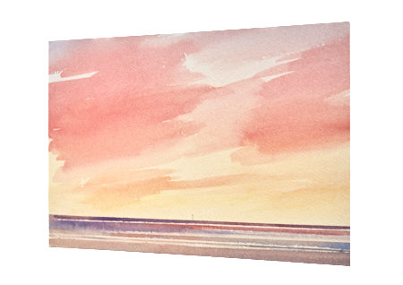 Twilight over the shore original watercolour painting by Timothy Gent - side view