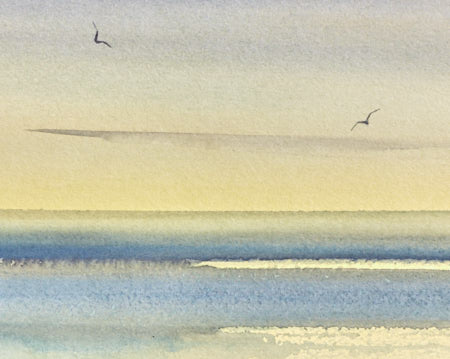 Twilight reflections original watercolour painting by Timothy Gent - detail view