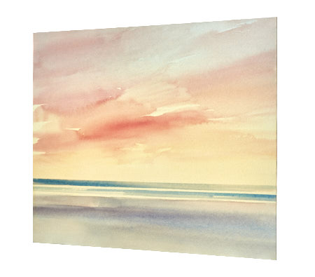 Twilight shoreline original watercolour painting by Timothy Gent - side view