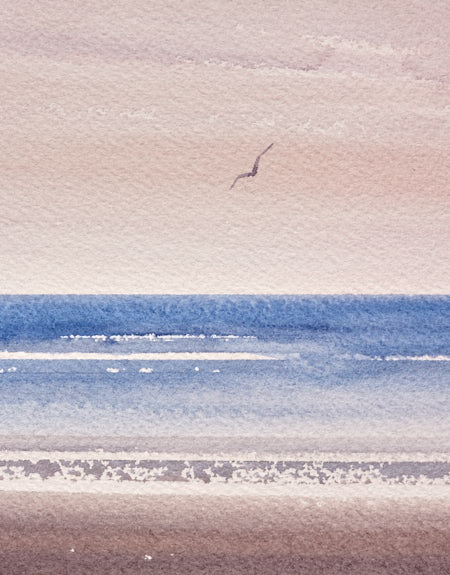 Twilight waters original watercolour painting by Timothy Gent - detail view