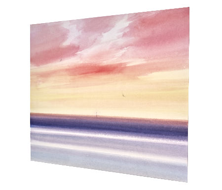 Twilight over the tide original watercolour painting by Timothy Gent - side view