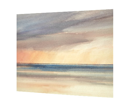 Winter sunset, Lytham St Annes original watercolour painting by Timothy Gent - side view