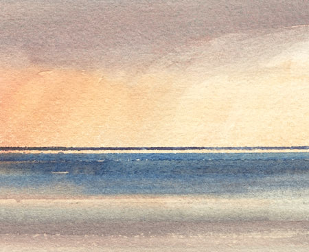 Winter sunset, Lytham St Annes original watercolour painting by Timothy Gent - detail view