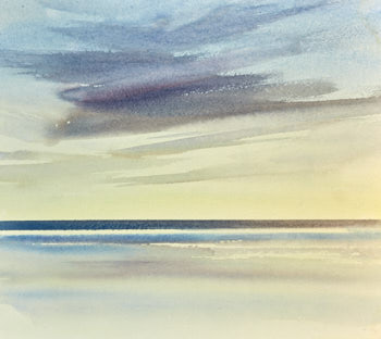 Original watercolour painting Evening tide