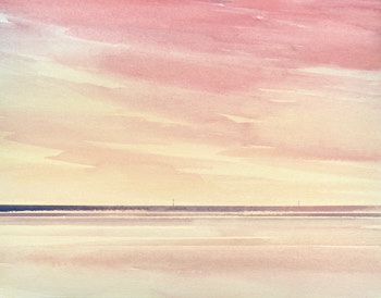 Original watercolour painting Into the sunset from Lytham St Annes beach