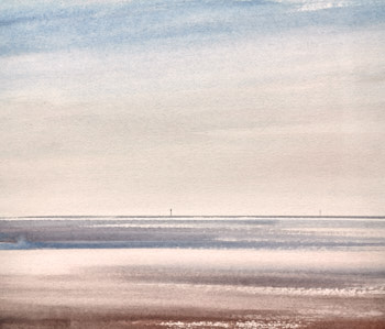 Original watercolour painting Light across the shallows