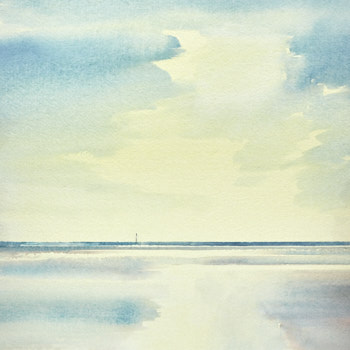Original watercolour painting Shoreline, St Annes-on-sea beach