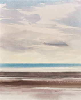 Original watercolour painting Sunlit tide, Lytham St Annes at Lytham St Annes beach