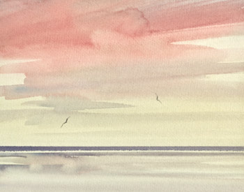 Original watercolour painting Twilight horizons