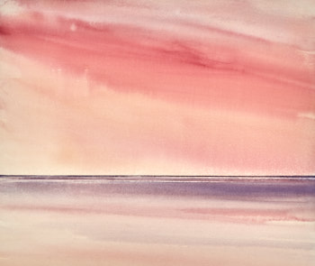 Original watercolour painting Twilight, Lytham St Annes beach