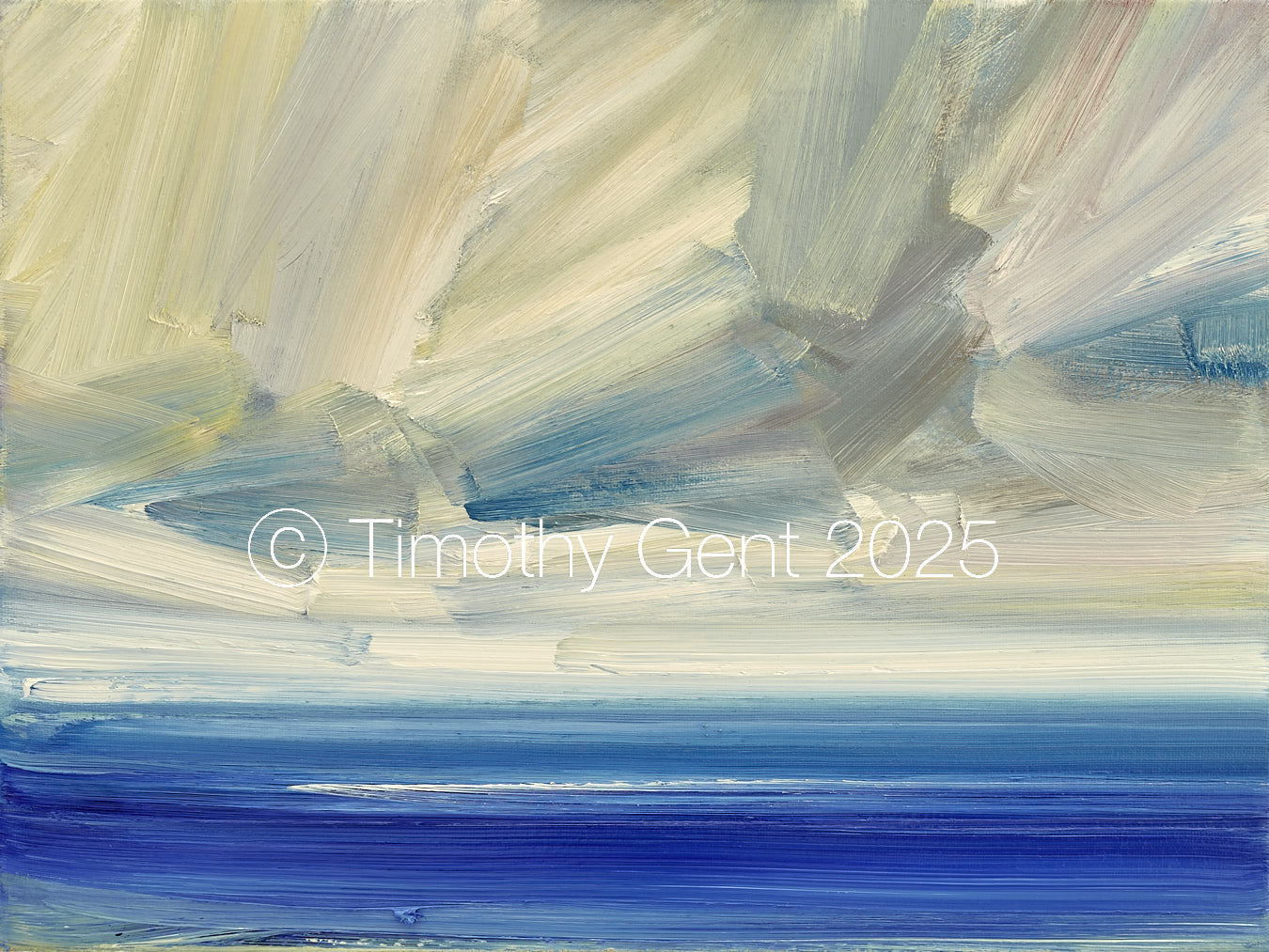 Large image of abstract seascape oil painting Into the blue