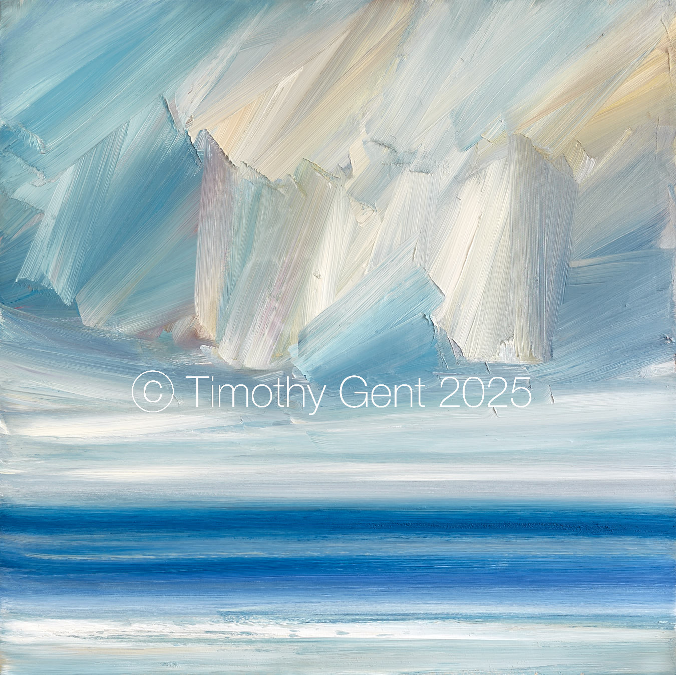 Large image of abstract seascape oil painting Over calm waters