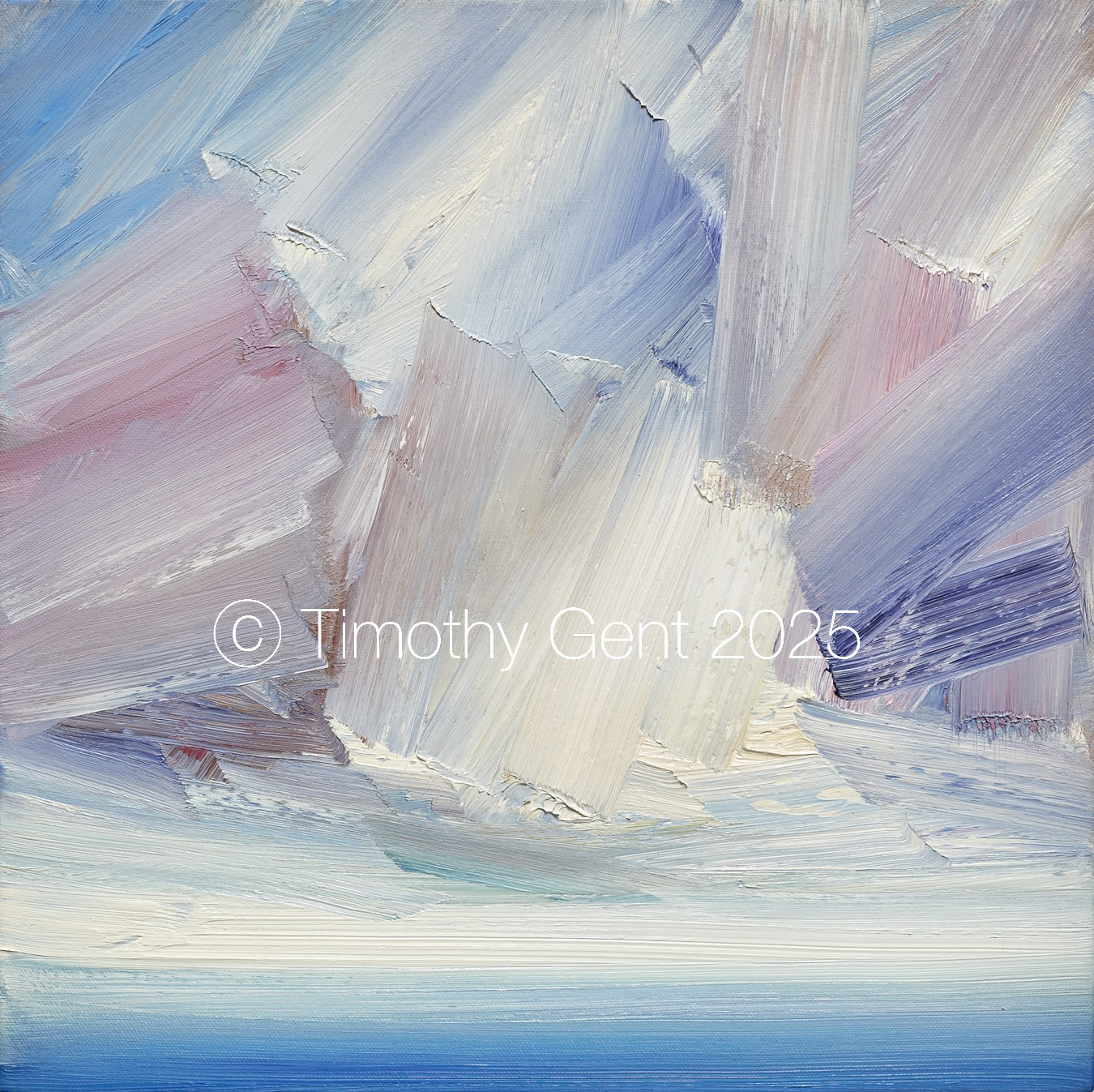 Large image of abstract seascape oil painting Skies over Lindisfarne
