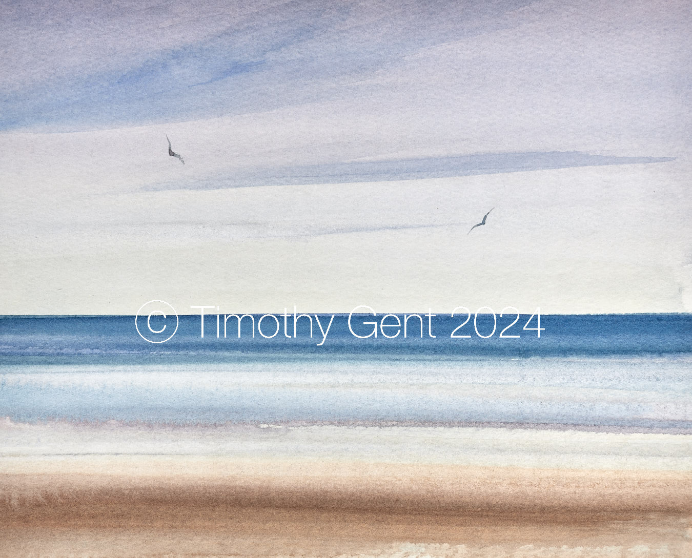 Large image of Peaceful sunset, St Annes-on-sea original watercolour painting