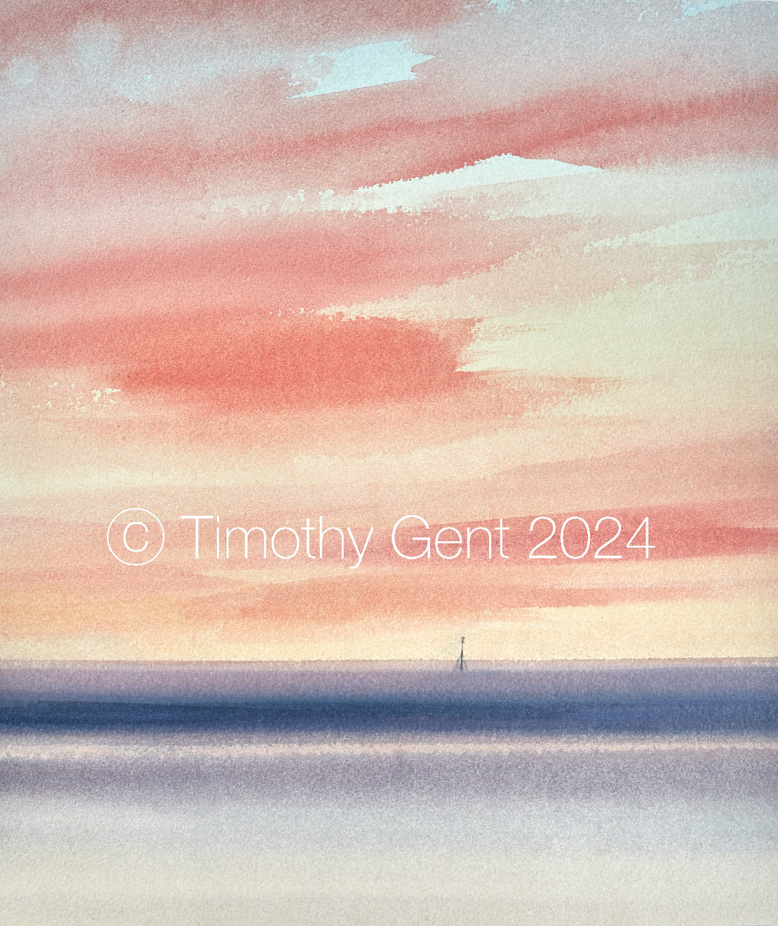 Large image of Serene sunset original watercolour painting