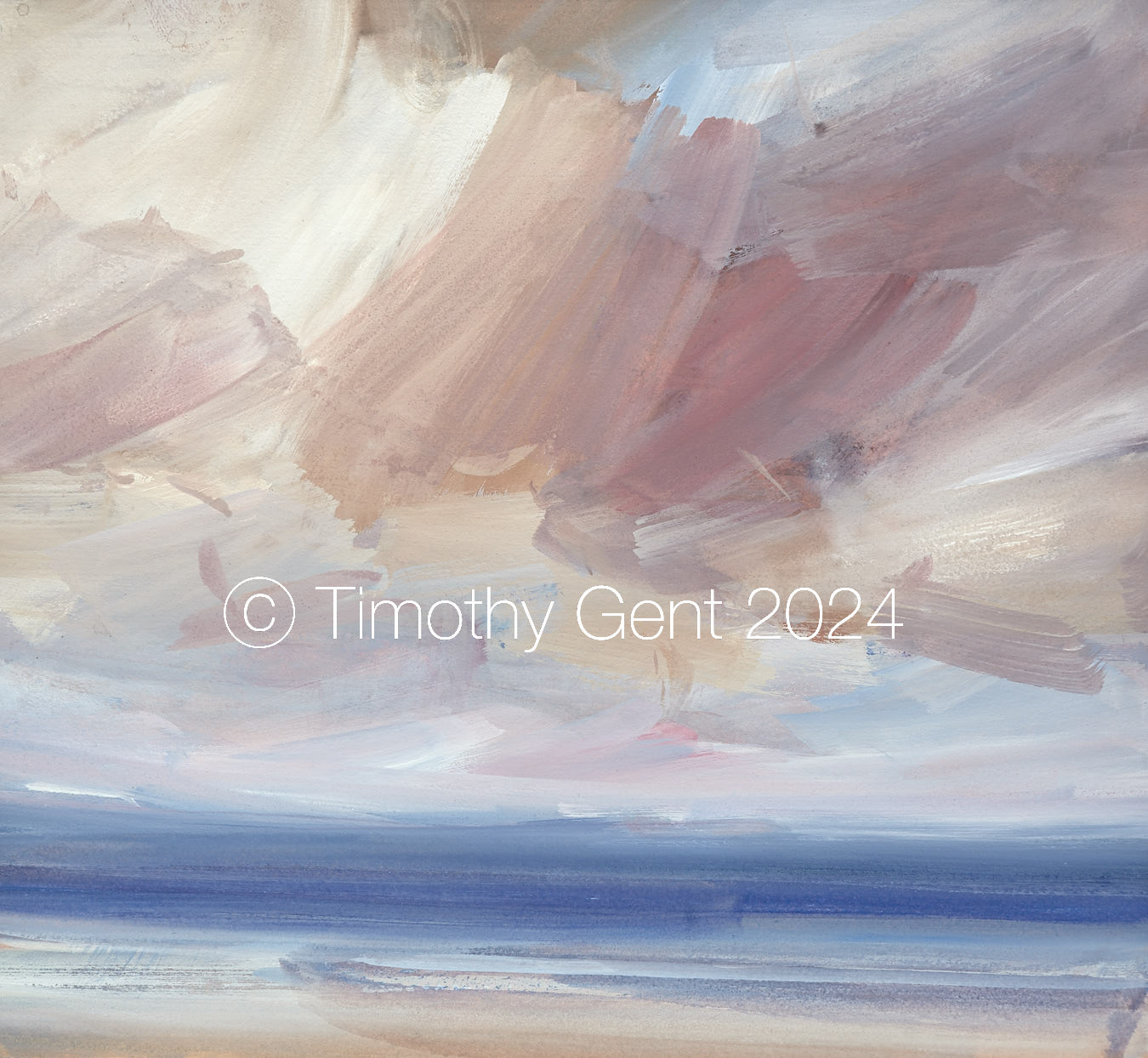 Large image of Skies over the sea original watercolour painting