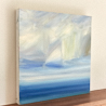 Seascape oil painting for sale Serene horizons seascape art thumbnail - side view