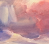 Twilight shore original seascape watercolour painting thumbnail - detail view